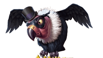 Bandit character - dark bird with top hat in cage