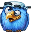 Blue Parrot collector with bright blue fluffy feathers