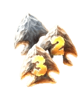 Upgrade symbol - Stone arrow with fiery glow