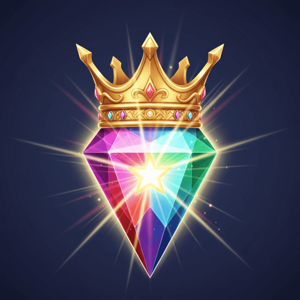 Multicoloured rainbow diamond upgrade symbol