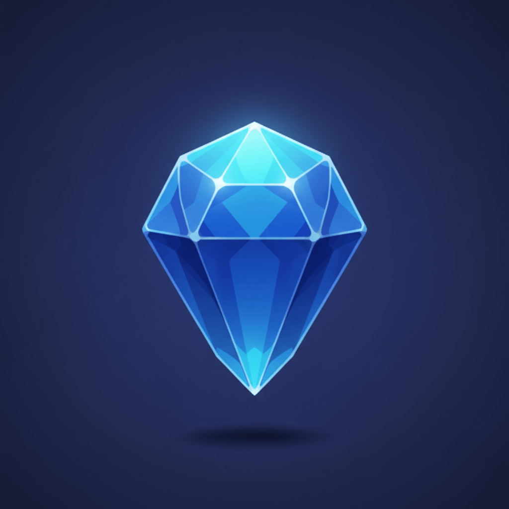 Blue gem symbol with crown levels