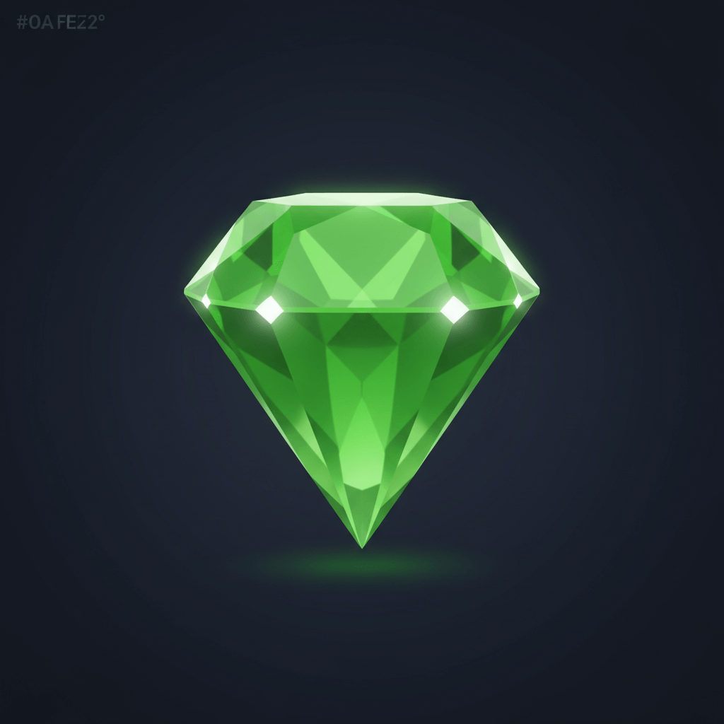 Green gem symbol with crown levels
