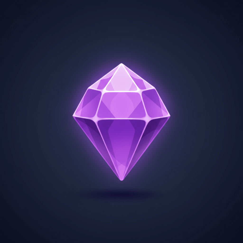 Purple gem symbol with crown levels