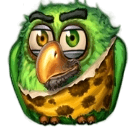 Green bird with leopard spots at maximum level
