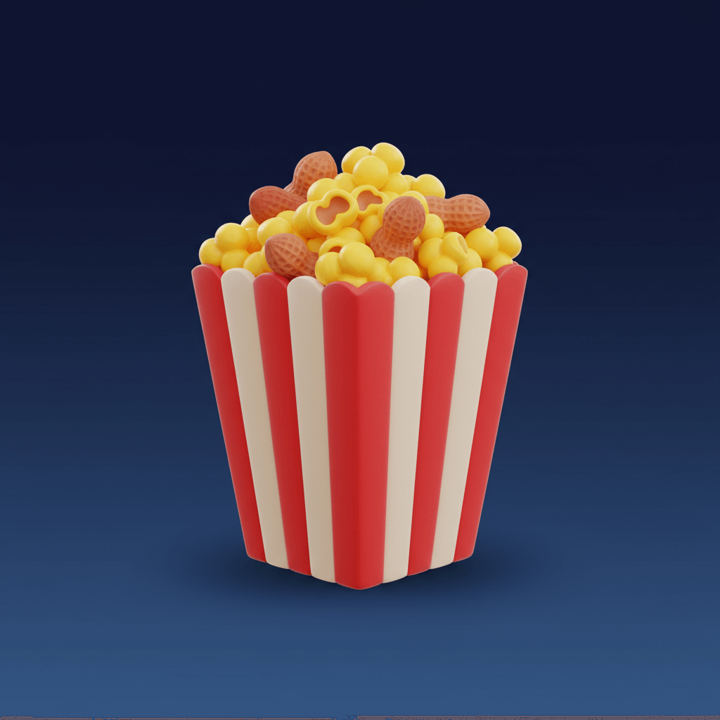 Peanut symbol - red and white striped popcorn container